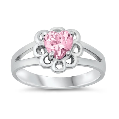 photo of Silver CZ Ring - Baby Ring with Pink CZ Stone