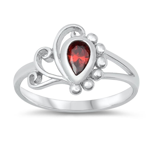 photo of Silver CZ Baby Ring with Garnet CZ Stone