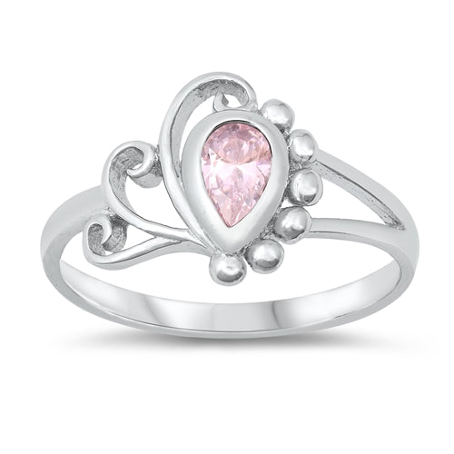 photo of Silver CZ Baby Ring with Pink CZ Stone