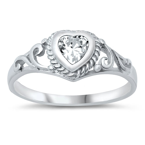 photo of Silver CZ Baby Ring - Heart with Clear CZ Stone