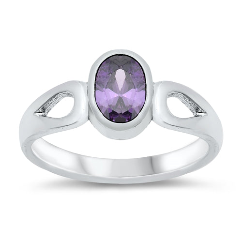 photo of Silver CZ Baby Ring with Amethyst Color CZ Stone