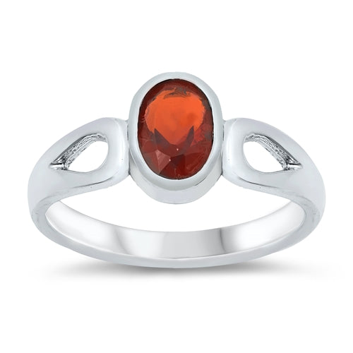 photo of Silver CZ Baby Ring with Garnet CZ Stone