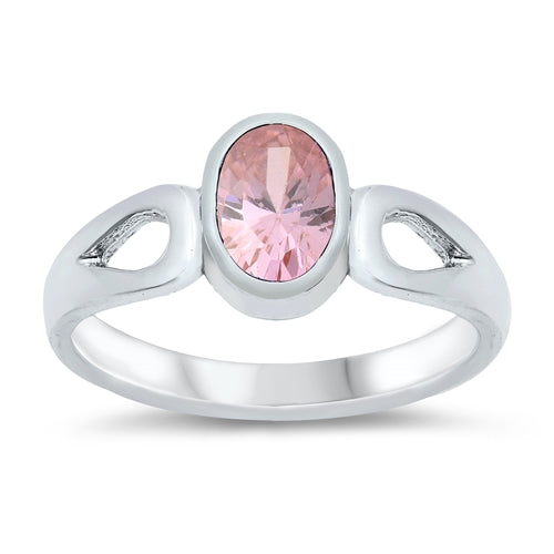 photo of Silver CZ Baby Ring with Pink CZ Stone