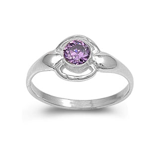 photo of Silver CZ Baby Ring with Amethyst Color CZ Stone