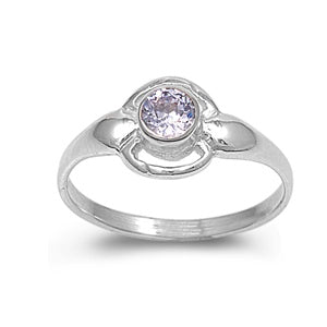 photo of Silver CZ Baby Ring with Lavender Color CZ Stone