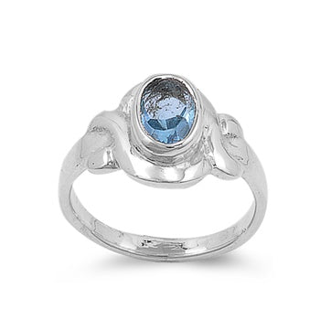 photo of Silver CZ Baby Ring with Aquamarine Color Stone