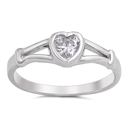 photo of Silver CZ Baby Ring - Heart with Clear CZ Stone