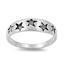 Silver CZ Baby Ring - Stars