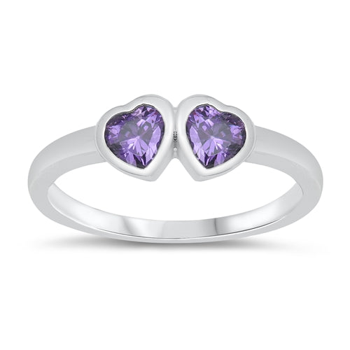 photo of Silver CZ Baby Ring - Heart with Amethyst CZ Stone