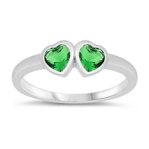 photo of Silver CZ Baby Ring with Emerald CZ Stone