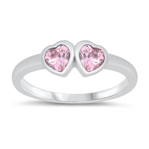 photo of Silver CZ Baby Ring - Heart with Pink CZ Stone