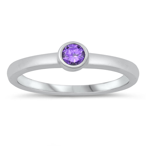 photo of Silver CZ Ring - Baby Ring with Amethyst CZ Stone