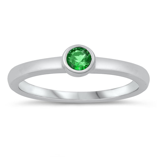 photo of Silver CZ Ring - Baby Ring with Emerald CZ Stone