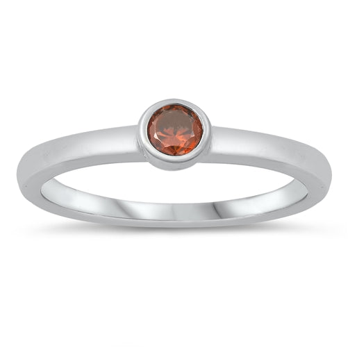 photo of Silver CZ Ring - Baby Ring with Garnet CZ Stone