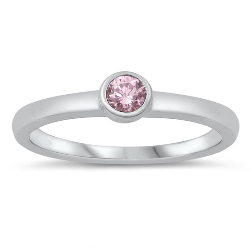 photo of Silver CZ Ring - Baby Ring with Pink CZ Stone