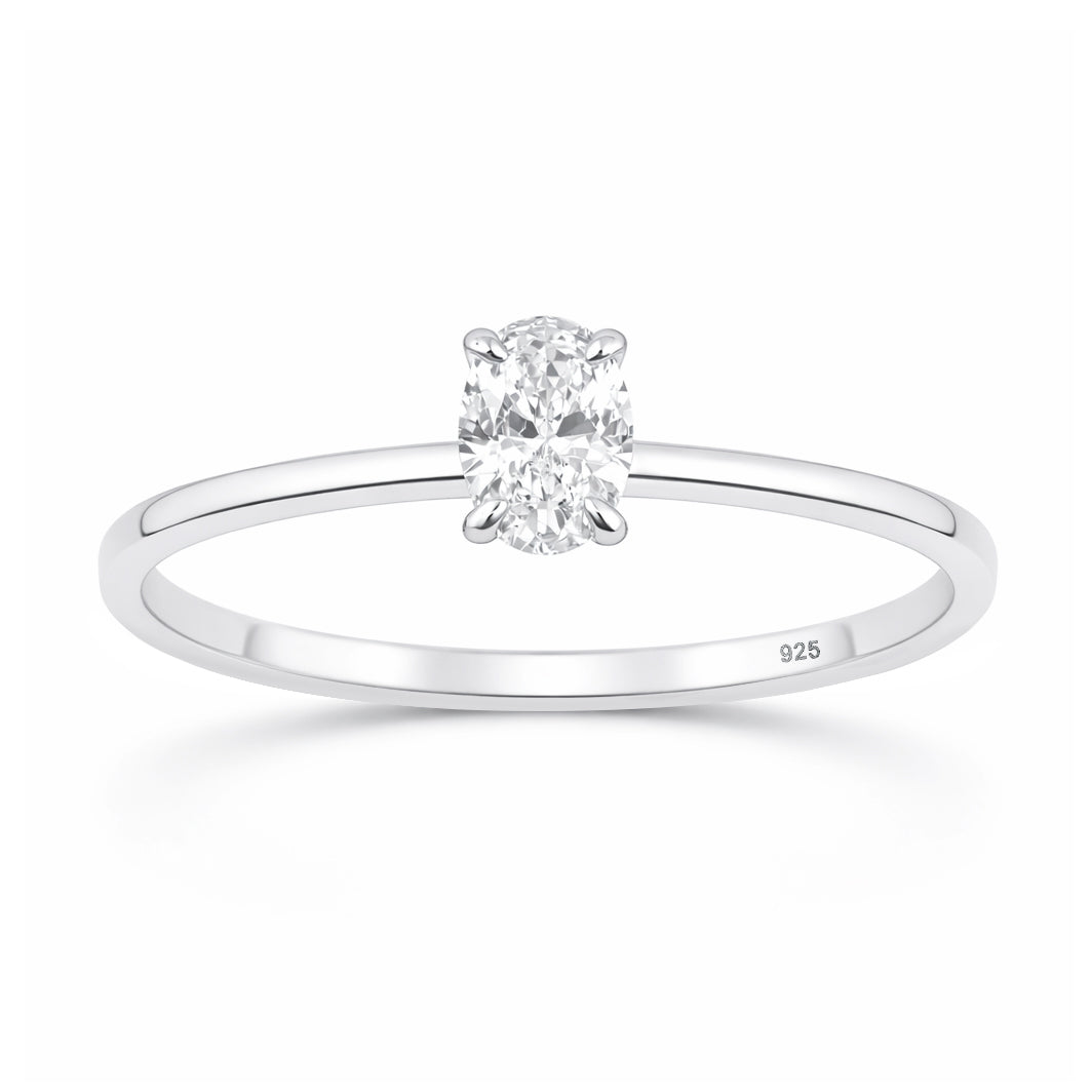Lab Solitaire Diamond Ring - Oval