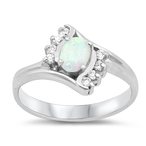 photo of Silver Lab Opal Ring with White Opal Stone