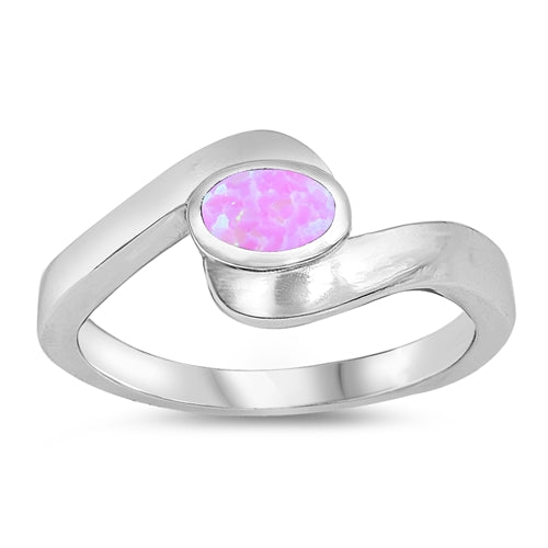 photo of Silver Lab Opal Ring with Pink Lab Opal Stone