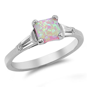 photo of Silver Lab Opal Ring with Clear CZ Pink Opal