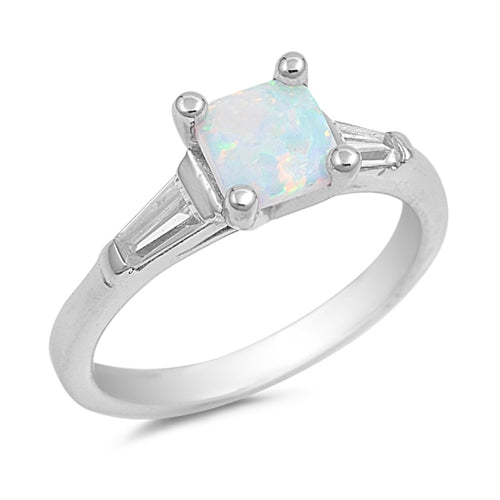 photo of Silver Lab Opal Ring with Clear CZ White Opal