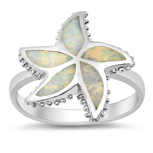 photo of Silver Lab Opal Ring - Star with White Opal Stone