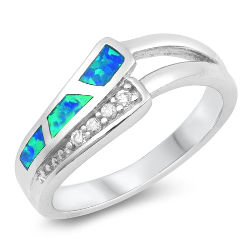 photo of Silver Lab Opal Ring - Blue Opal Stone