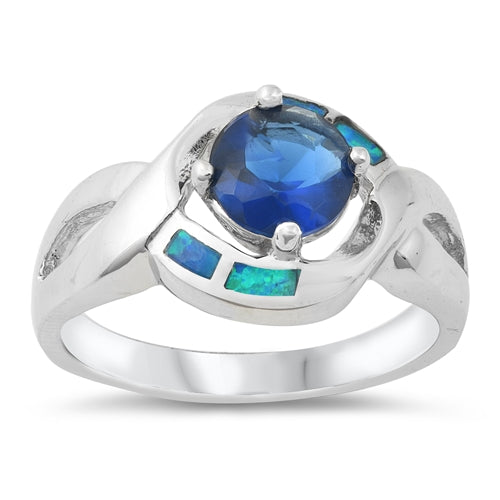 photo of Silver Lab Opal Ring - Blue Opal, Blue Sapphire Stone