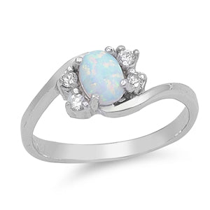 photo of Silver Lab Opal Ring with White Opal Stone