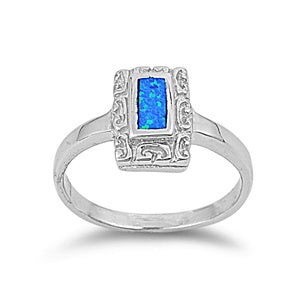 photo of Silver Lab Opal Ring with Blue Opal Stone