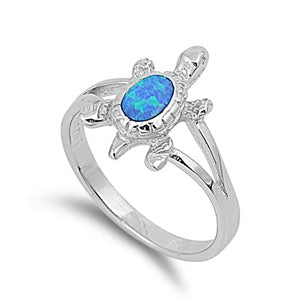 photo of Silver Lab Opal Ring- Turtle with Blue Opal Stone