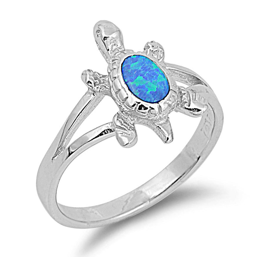 Silver Lab Opal Ring- Turtle