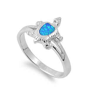 photo of Silver Lab Opal Ring- Turtle with Blue Opal Stone