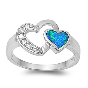 photo of Silver Lab Opal Ring with Blue Opal with Clear CZ Stone