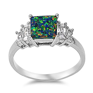 photo of Silver Lab Opal Ring With Black Lab Opal, Clear CZ Stone