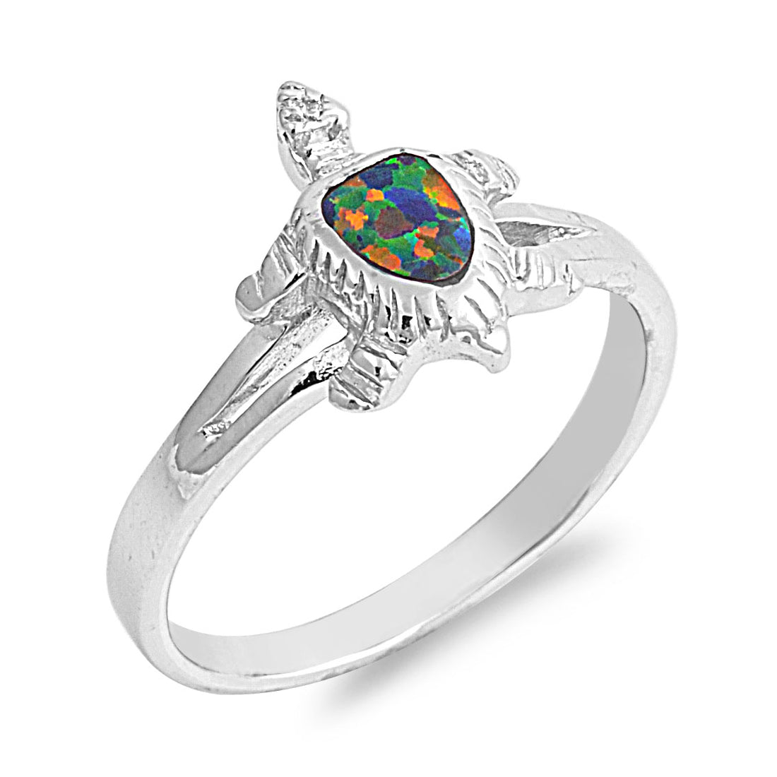 Silver Lab Opal Ring - Turtle