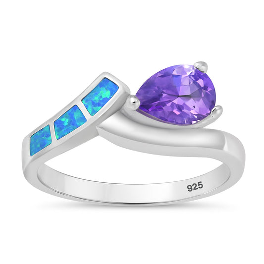 Silver Lab Opal Ring