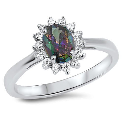 Silver CZ Halo Ring