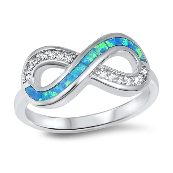 Silver Lab Opal Ring - Infinity Sign