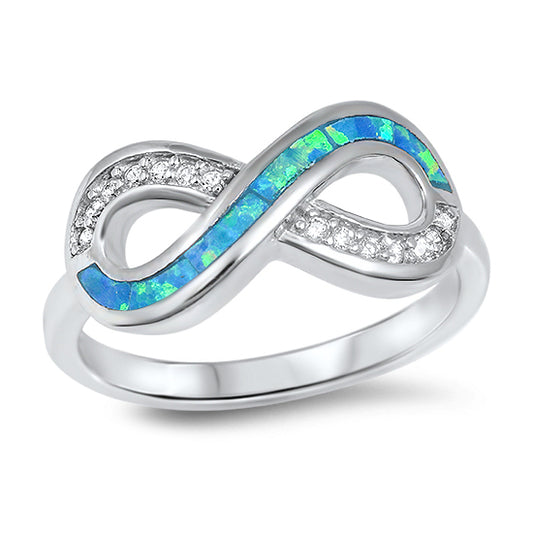 Silver Lab Opal Ring - Infinity Sign