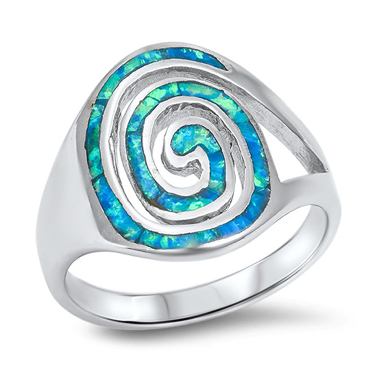 Silver Lab Opal Ring - Spiral