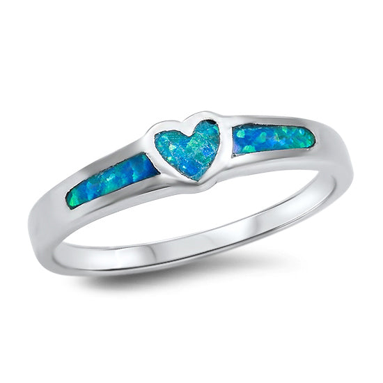 Silver Lab Opal Heart Ring