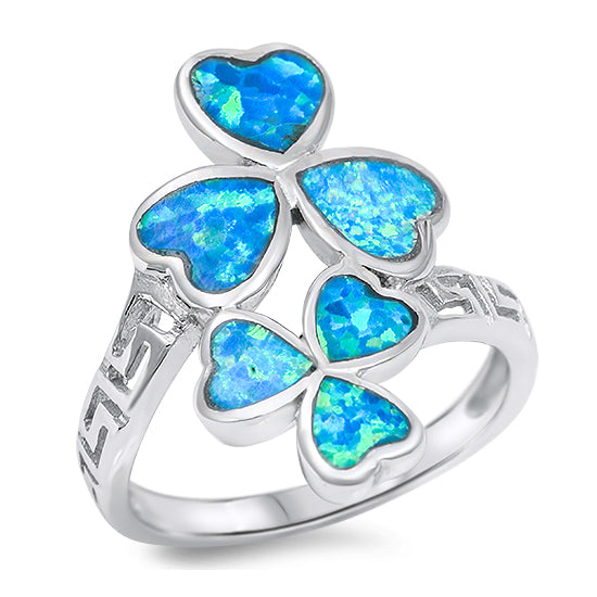 Silver Lab Opal Clover Ring