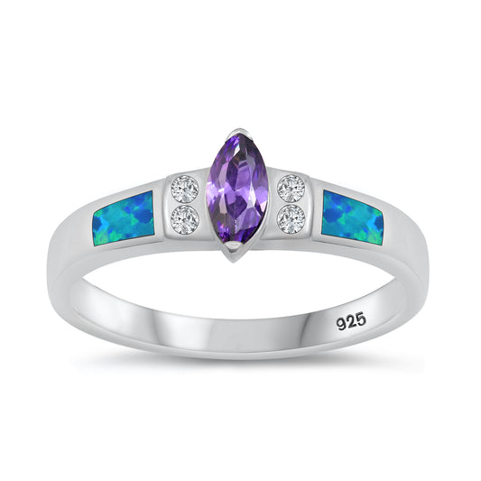 Silver Lab Opal Ring