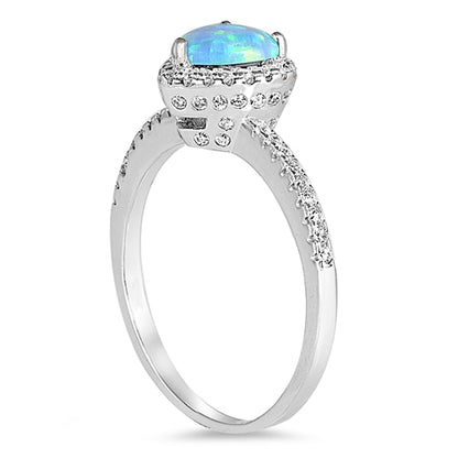 Silver Lab Opal Ring - Heart