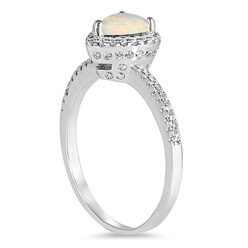 Silver Lab Opal Ring - Heart