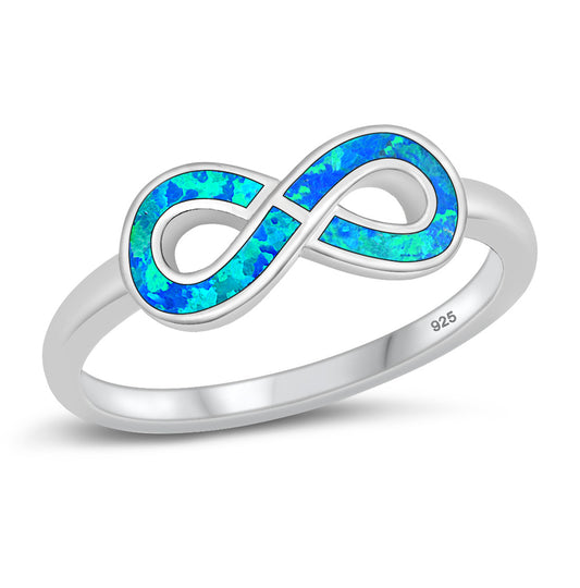 Silver Lab Opal Ring - Infinity Sign