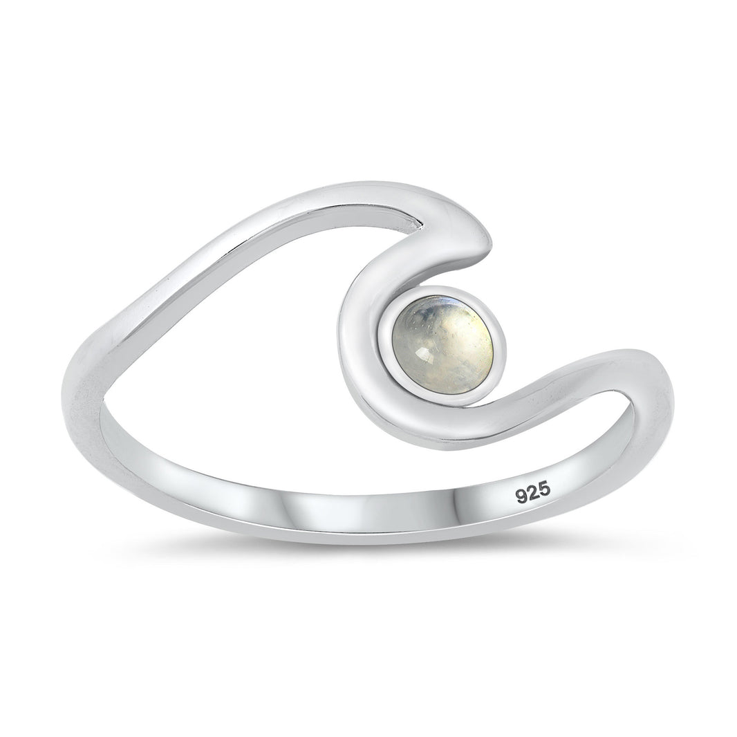Silver Stone Ring - Ocean Wave