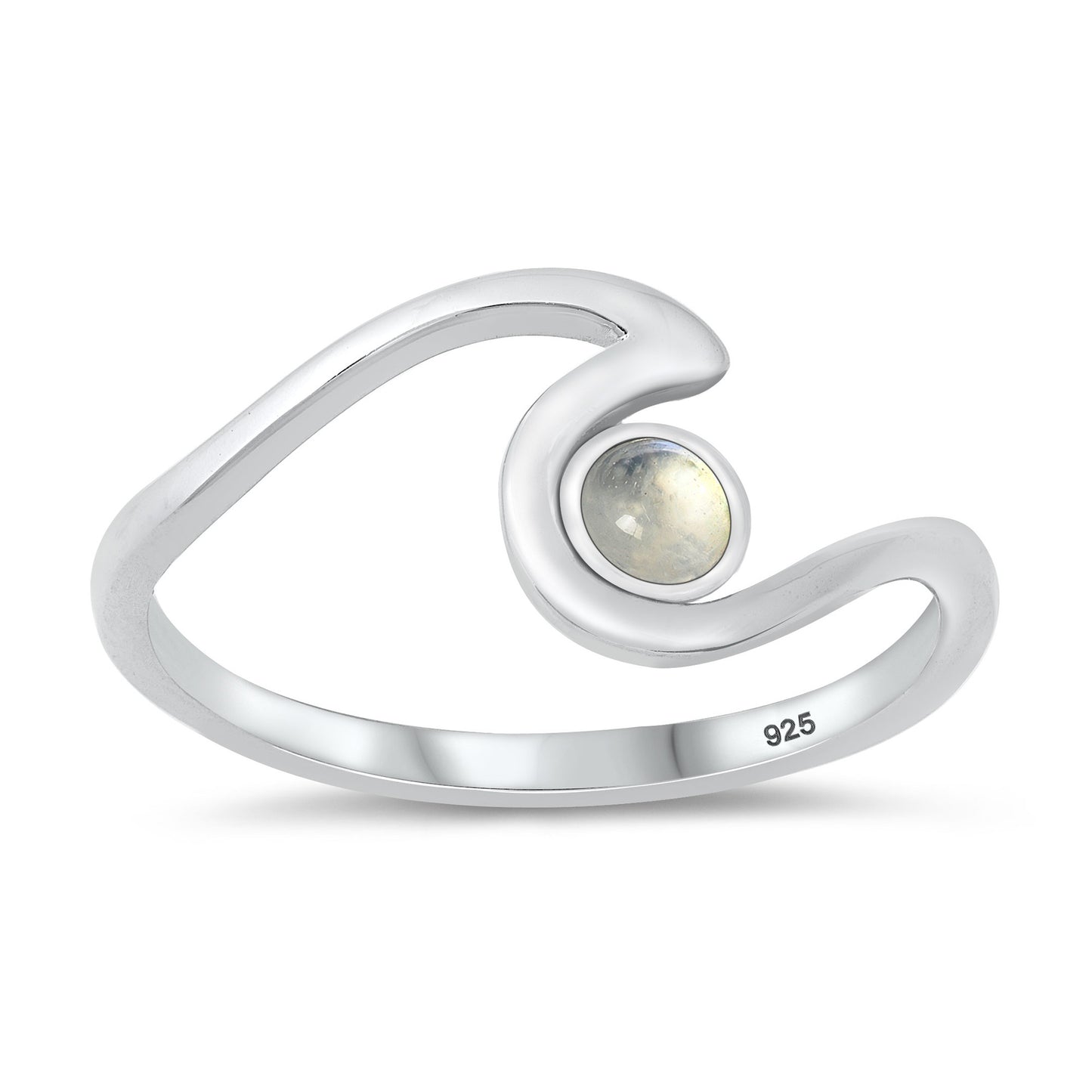 Silver Stone Ring - Ocean Wave