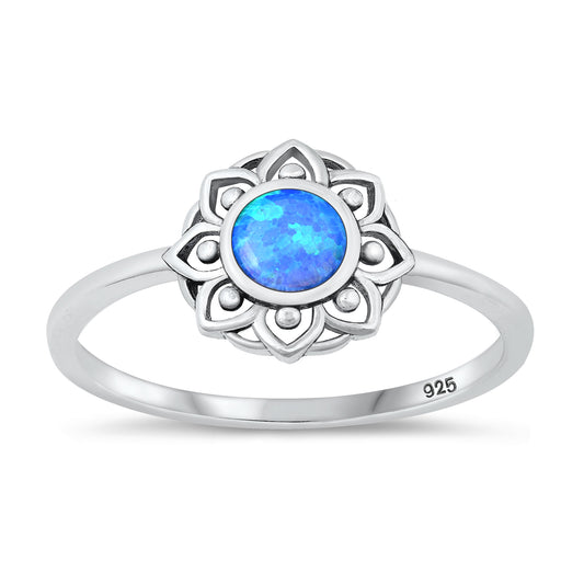 Silver Lab Opal Ring - Mandala