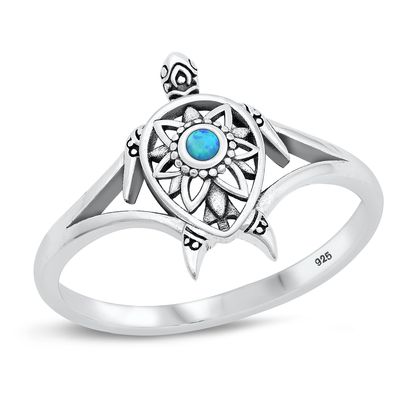 Silver Lab Opal Ring - Turtle